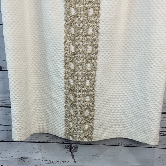 Charter Club Cream Dress with Gold Pattern - Picture 4 of 7